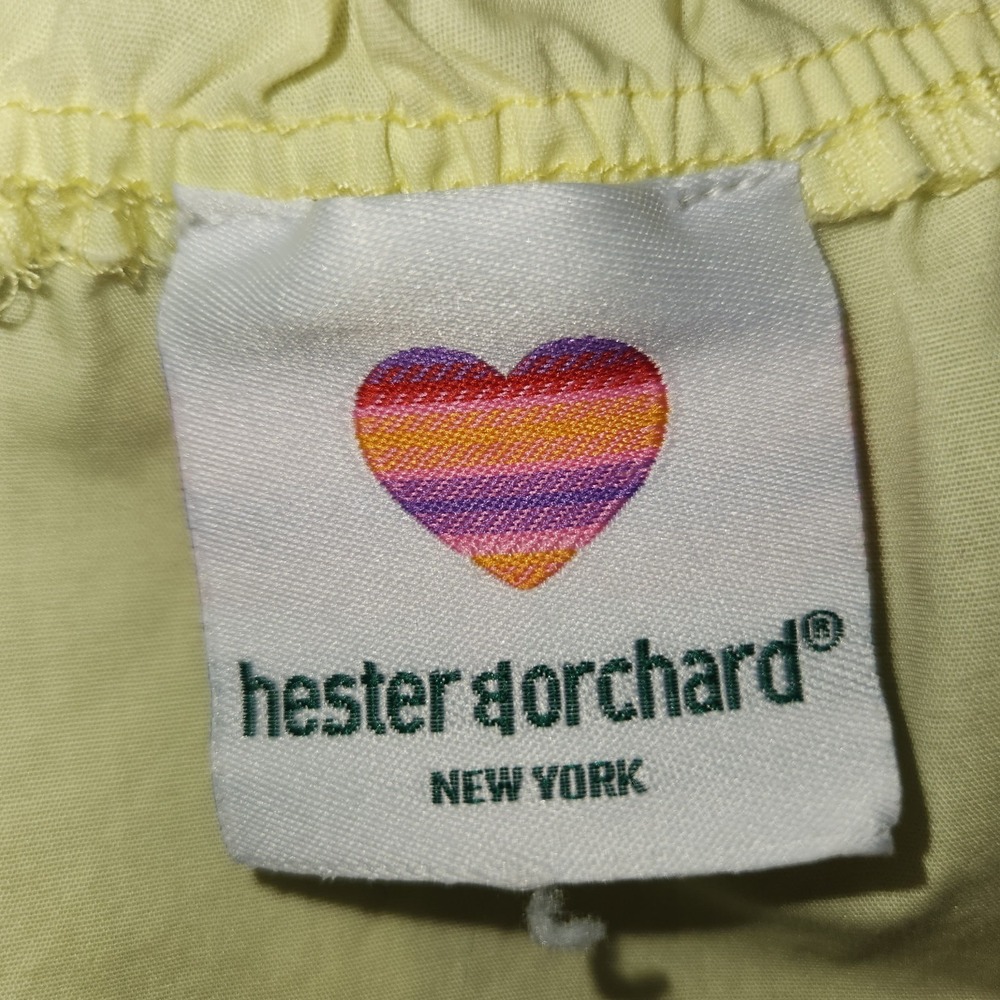 Hester & Orchard Womens Button Up  Smocked Shirt Chartreuse Sz Small Cottagecore - Picture 2 of 8